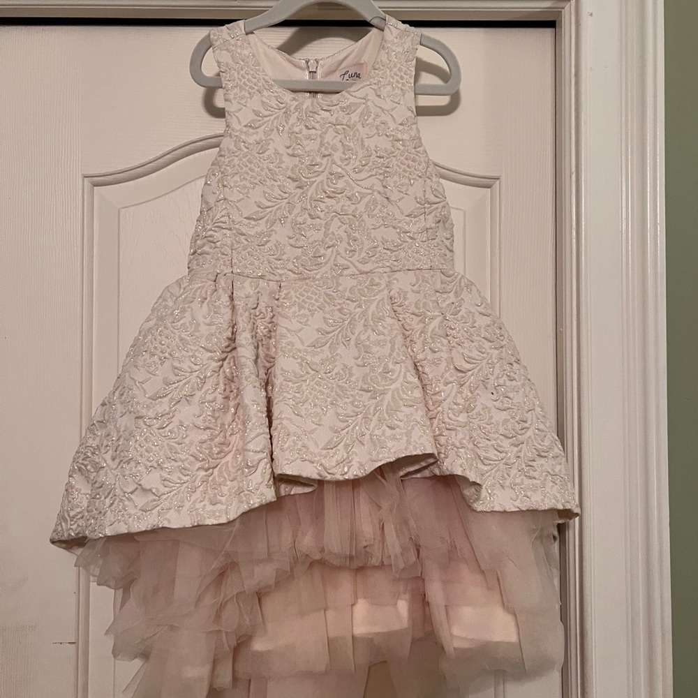 Cream and gold girl’s 7 dress